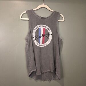 Lucky Brand Ford Mustang Women's Graphic Racerback Tank Top, Size L, Gray